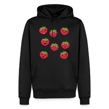 Erdbeere - Männer Premium Bio Hoodie - Schwarz - Vorne - Nico (187cm)