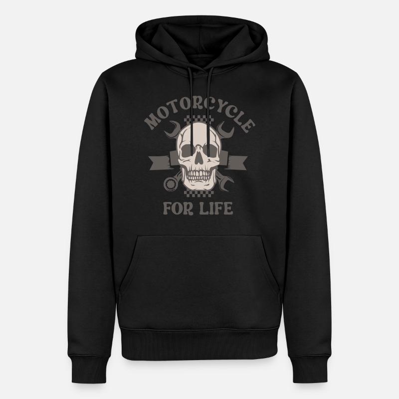 Motorrad ein Leben lang - Männer Premium Bio Hoodie - Schwarz