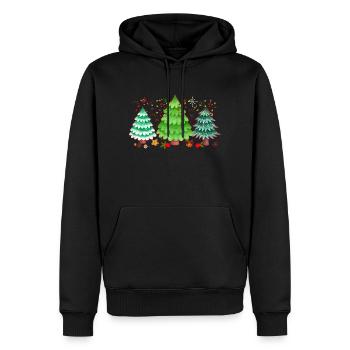 Arbres de Noël, Joyeux arbres de Noël, Noël - Sweat à capuche Premium bio Homme - noir - Devant - Nico (187cm)