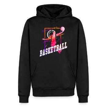 Basketball Basketballspieler Spieler Vintage Bunt - Männer Premium Bio Hoodie - Schwarz - Vorne - Nico (187cm)