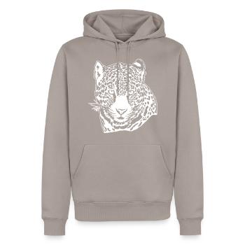 Jaguar Face Graphic Cool Big Cat Wild Animal Lover - Men’s Premium Organic Hoodie - taupe - Front - Nico (187cm)
