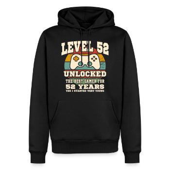 Level 52 unlocked - 52th anniversary - Men’s Premium Organic Hoodie - black - Front - Nico (187cm)