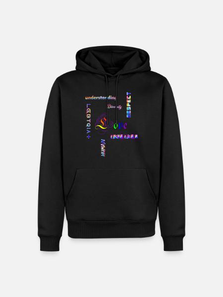 LGBTQIA - Statement Regenbogenfarben - Männer Premium Bio Hoodie - Schwarz