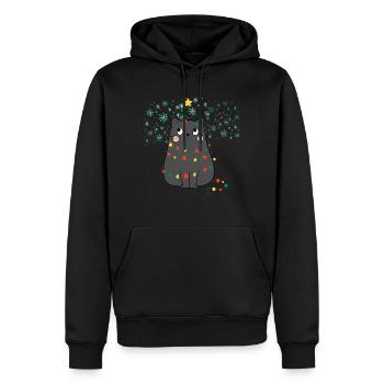 Noël du chat noir, miaou Noël - Sweat à capuche Premium bio Homme - noir - Devant - Nico (187cm)