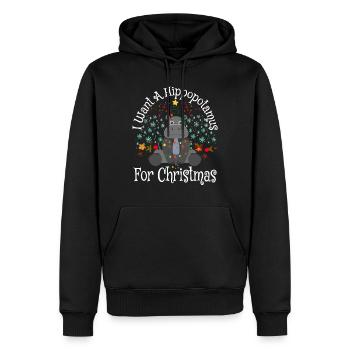 Ich möchte ein Nilpferd zu Weihnachten, Weihnachten - Männer Premium Bio Hoodie - Schwarz - Vorne - Nico (187cm)