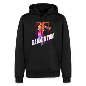 Badminton Federball Sport Spieler Vintage Retro - Männer Premium Bio Hoodie - Schwarz - Vorne - Nico (187cm)