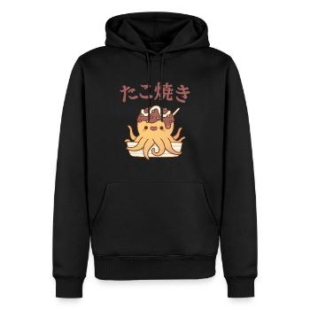 Mignon poulpe japonais takoyaki snack - Sweat à capuche Premium bio Homme - noir - Devant - Nico (187cm)