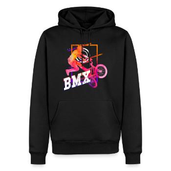 BMX Fahrrad Biker Stunt Trick Freestyle Sport - Männer Premium Bio Hoodie - Schwarz - Vorne - Nico (187cm)