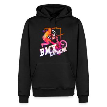 BMX Fahrrad Biker Stunt Trick Freestyle Sport - Männer Premium Bio Hoodie - Schwarz - Vorne - Nico (187cm)