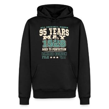 Aged to perfection may 1928 - 95 years old - Men’s Premium Organic Hoodie - black - Front - Nico (187cm)