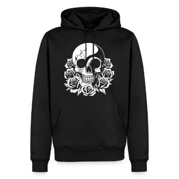 Horreur Crâne Crâne Art Crâne Gothique Heavy Metal - Sweat à capuche Premium bio Homme - noir - Devant - Nico (187cm)