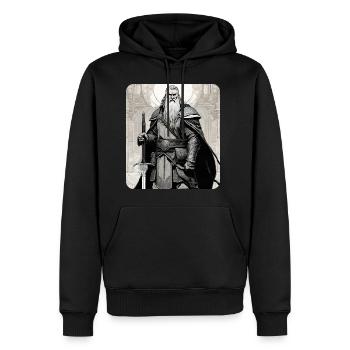 Stolzer Wikinger mit Hörner Helm nordisch - Männer Premium Bio Hoodie - Schwarz - Vorne - Nico (187cm)