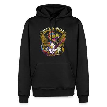 Dino E-Gitarre Gitarrist Dinosaurier Musik Band - Männer Premium Bio Hoodie - Schwarz - Vorne - Nico (187cm)