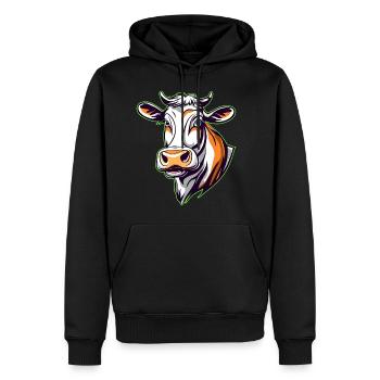 Vache Moo mignonne - Sweat à capuche Premium bio Homme - noir - Devant - Nico (187cm)