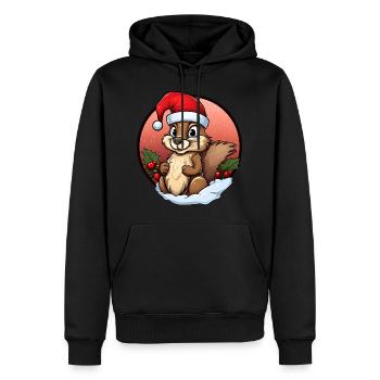 Noël écureuil - Sweat à capuche Premium bio Homme - noir - Devant - Nico (187cm)