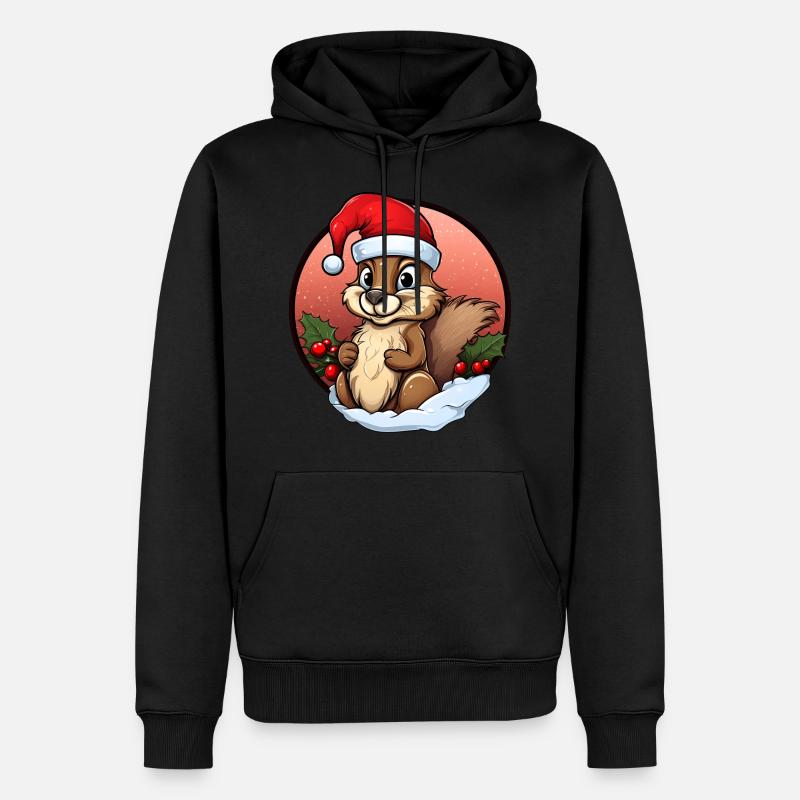 Noël écureuil - Sweat à capuche Premium bio Homme - noir