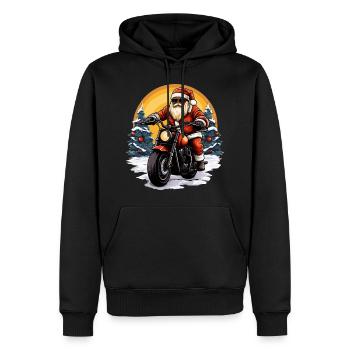 Motorradfahrer Weihnachtsmann - Männer Premium Bio Hoodie - Schwarz - Vorne - Nico (187cm)