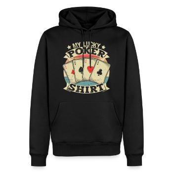 My Lucky Poker Shirt retro lucky Poker Design - Men’s Premium Organic Hoodie - black - Front - Nico (187cm)