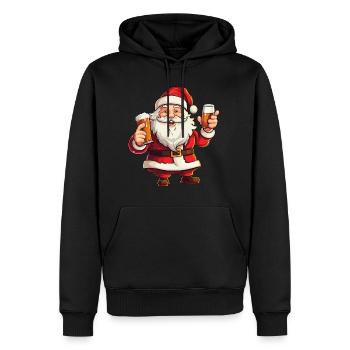 Weihnachtsmann Bier Alkohol Prost Glühwein Schnaps - Männer Premium Bio Hoodie - Schwarz - Vorne - Nico (187cm)