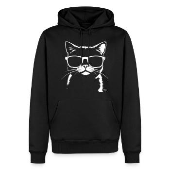 Drôle de chat avec des lunettes de soleil Chaton Sunglas Cats - Sweat à capuche Premium bio Homme - noir - Devant - Nico (187cm)