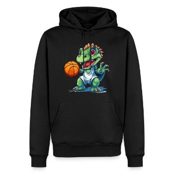 Basket-ball Dinosaure T-Rex Joueur Sports Cartoon - Sweat à capuche Premium bio Homme - noir - Devant - Nico (187cm)