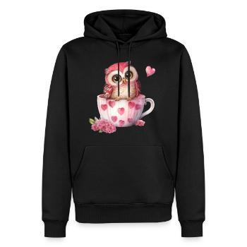 Hiboux hiboux - Sweat à capuche Premium bio Homme - noir - Devant - Nico (187cm)
