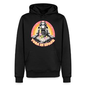 Faultier macht Yoga im All - Männer Premium Bio Hoodie - Schwarz - Vorne - Nico (187cm)