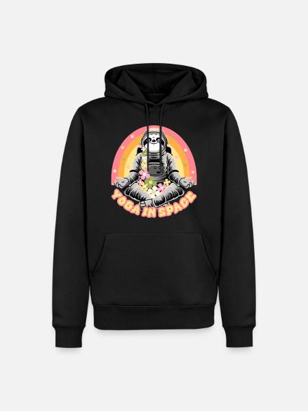 Sloth doing yoga in space - Men’s Premium Organic Hoodie - black