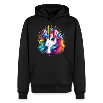 Einhorn Kinder Regenbogen Pony Pferd Mädchen - Männer Premium Bio Hoodie - Schwarz - Vorne - Nico (187cm)