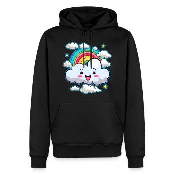 Niedliche Wolke mit Regenbogen - Männer Premium Bio Hoodie - Schwarz - Vorne - Nico (187cm)