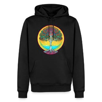 Arbre du monde germanique et viking Yggdrasil - Sweat à capuche Premium bio Homme - noir - Devant - Nico (187cm)