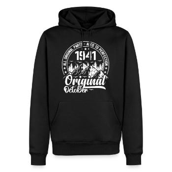 Oktober 1941 Original: 83 Jahre altes Geburtstagsgeschenk - Männer Premium Bio Hoodie - Schwarz - Vorne - Nico (187cm)