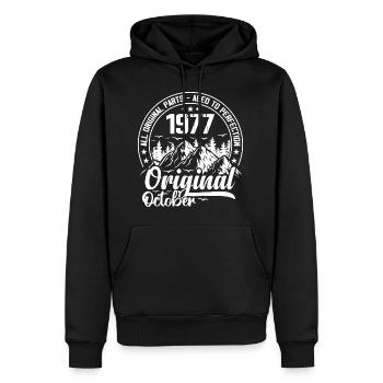 octobre 1977 Original:47 Ans Cadeau Anniversaire - Sweat à capuche Premium bio Homme - noir - Devant - Nico (187cm)