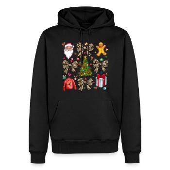 Weihnachtskokette Schleife, Weihnachtsleopard - Männer Premium Bio Hoodie - Schwarz - Vorne - Nico (187cm)