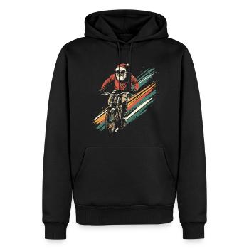 Le Père Noël fait du VTT - Sweat à capuche Premium bio Homme - noir - Devant - Nico (187cm)