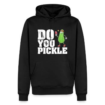 Pickle Gurke Pickelball Schläger Lustig - Männer Premium Bio Hoodie - Schwarz - Vorne - Nico (187cm)
