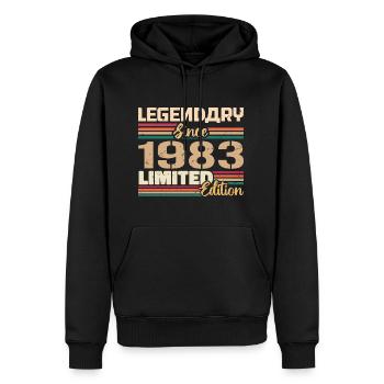 1983 Millésime 1983 Anniversaire Né en 1983 - Sweat à capuche Premium bio Homme - noir - Devant - Nico (187cm)