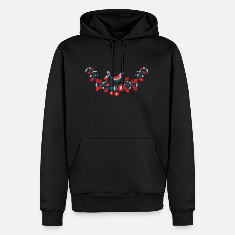 Costume traditionnel de fleurs d'oiseaux - Sweat à capuche Premium bio Homme - noir