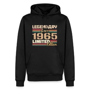 Millésime 1965 Anniversaire 1965 Né en 1965 - Sweat à capuche Premium bio Homme - noir - Devant - Nico (187cm)