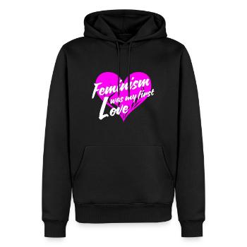 feminism was my first love - Men’s Premium Organic Hoodie - black - Front - Nico (187cm)