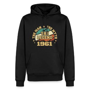 1961 Anniversaire Né En 1961 Rétro Vintage - Sweat à capuche Premium bio Homme - noir - Devant - Nico (187cm)
