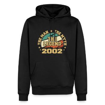2002 Anniversaire Né En 2002 Rétro Millésime - Sweat à capuche Premium bio Homme - noir - Devant - Nico (187cm)