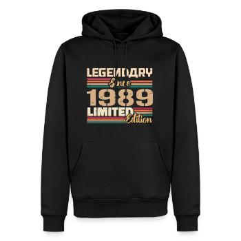 Millésime 1989 1989 Anniversaire né en 1989 - Sweat à capuche Premium bio Homme - noir - Devant - Nico (187cm)
