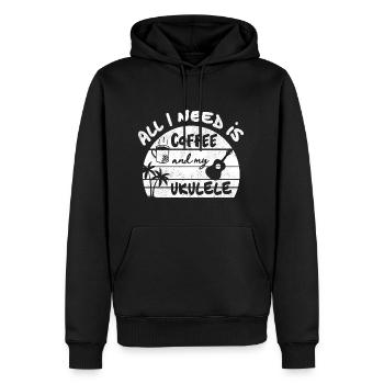 Tout ce dont j'ai besoin c'est de café et mon ukulélé - blanc - Sweat à capuche Premium bio Homme - noir - Devant - Nico (187cm)