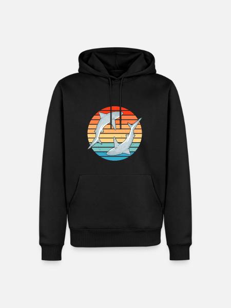 Bull Shark Retro Sunset - Men’s Premium Organic Hoodie - black