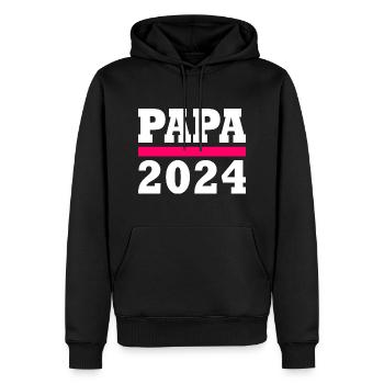 Papa 2024 - Männer Premium Bio Hoodie - Schwarz - Vorne - Nico (187cm)