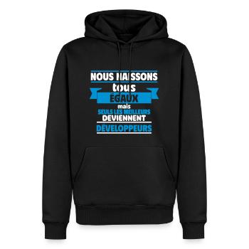 Les meilleurs développeurs - Sweat à capuche Premium bio Homme - noir - Devant - Nico (187cm)