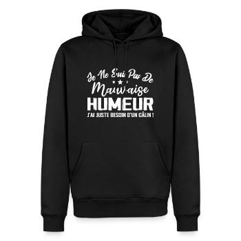 J'ai juste besoin d'un câlin | Idée cadeau - Sweat à capuche Premium bio Homme - noir - Devant - Nico (187cm)