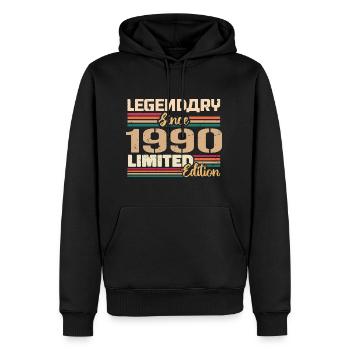 Millésime 1990 1990 Anniversaire né en 1990 - Sweat à capuche Premium bio Homme - noir - Devant - Nico (187cm)