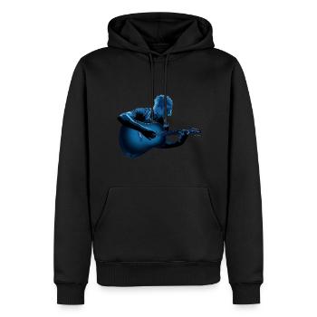 GUITARE ACOUSTIQUE ABSTRAIT, HOMME JOUANT, RÉTRO - Sweat à capuche Premium bio Homme - noir - Devant - Nico (187cm)